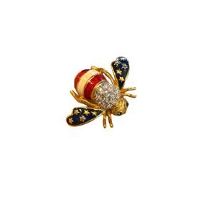 Joan Rivers Vintage Bee Patriotic Rhinestone Enamel Brooch